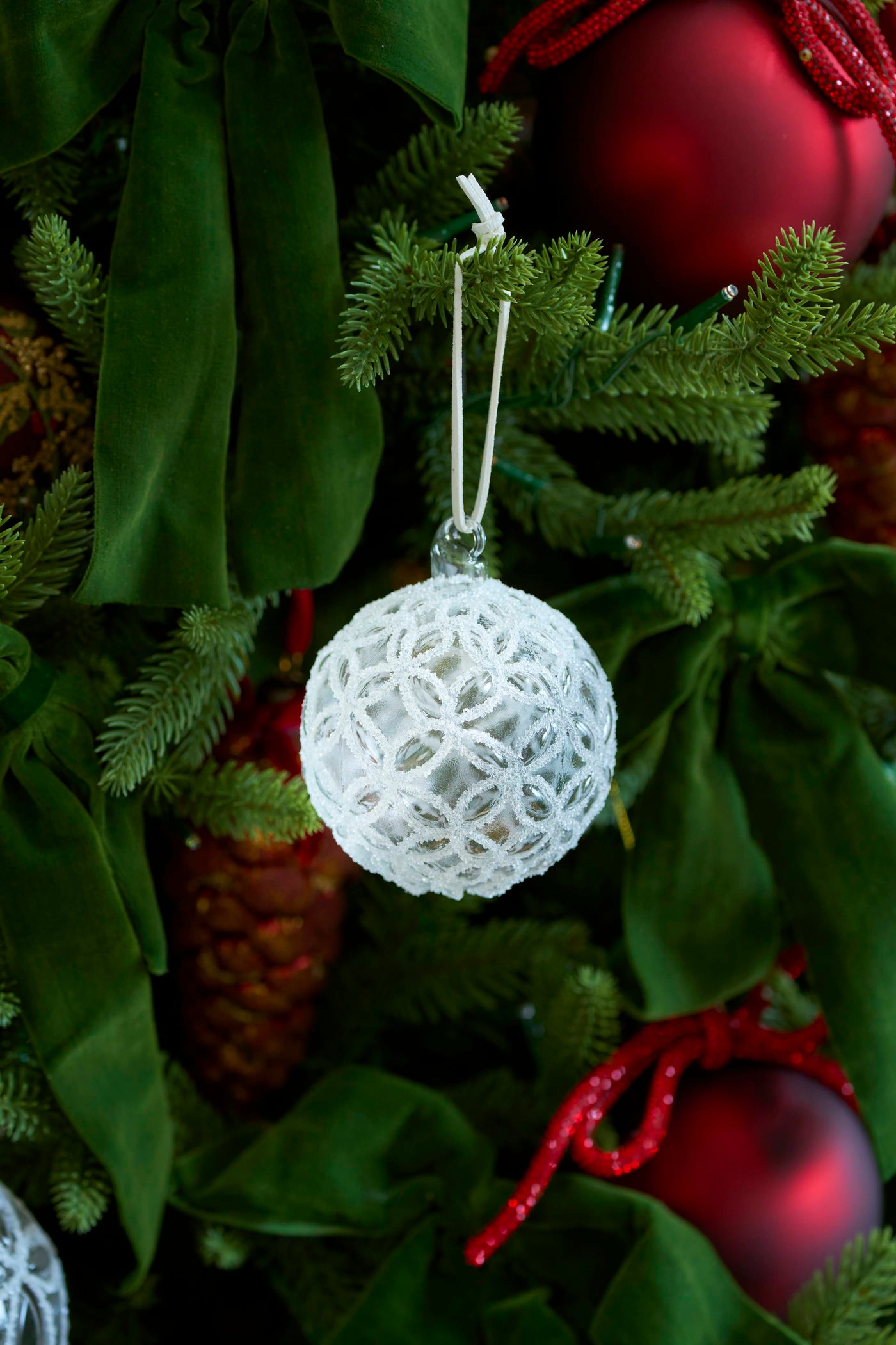 SHISHI　スノーグリッターオーナメント　ミニフラワー　Φ８m