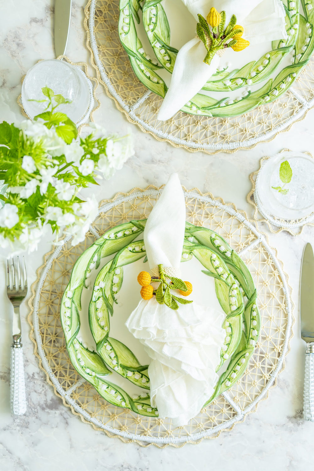 【新品未使用/ナプキンシミ有】LINEN&SILK花柄テーブルクロスナプキン2枚 Linen & Placemat – Blooming Home